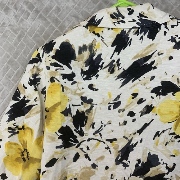 David Brooks Women XL Blazer Silk Floral Artistic Colorful 3/4 Sleeve Open Front - Picture 13 of 16